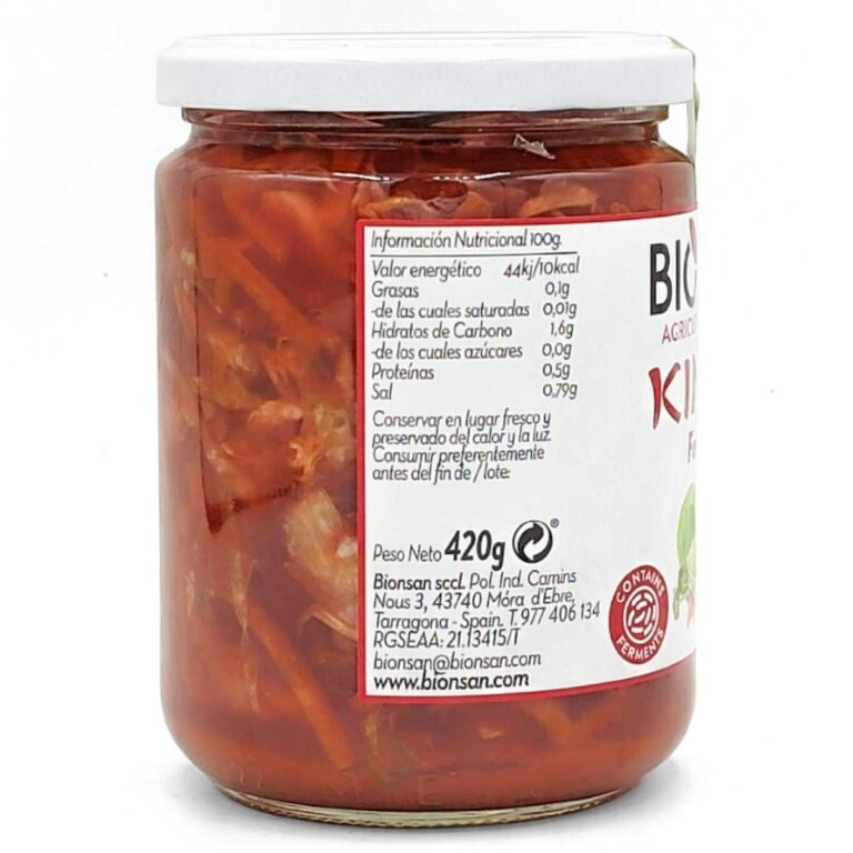 KIMCHI lactofermentado 420gr. ECO información nutricional