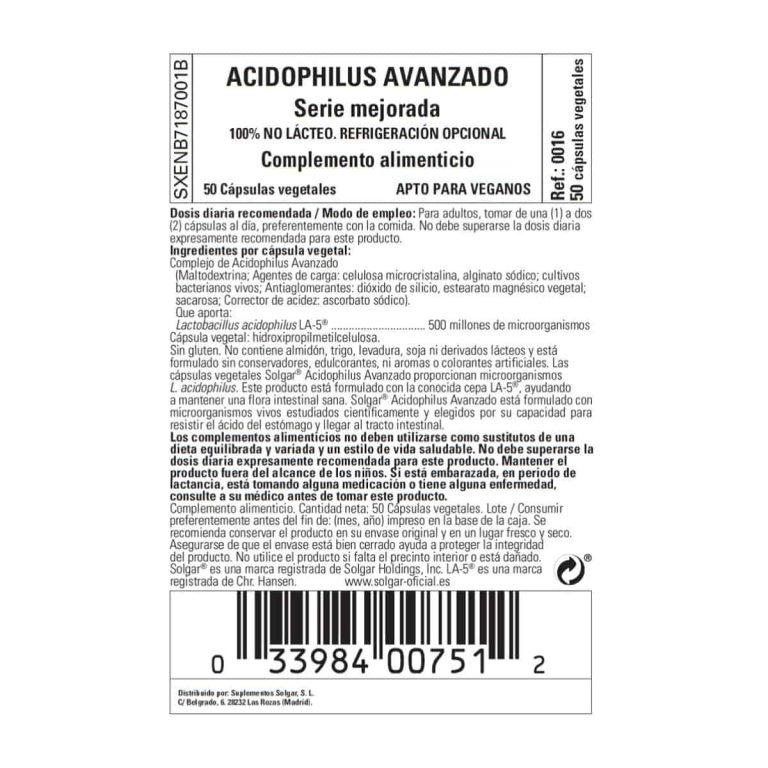 Acidophilus Avanzado – 50 Cápsulas Veganas