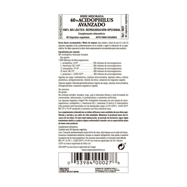 Acidophilus Plus Avanzado – 60 Cápsulas Veganas