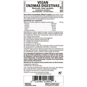 Enzimas Digestivas Veganas – 250 Comprimidos Masticables